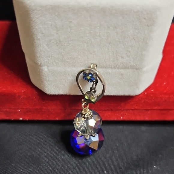 Dazzling Silver and Blue Drop Earrings - Picture 2 of 16